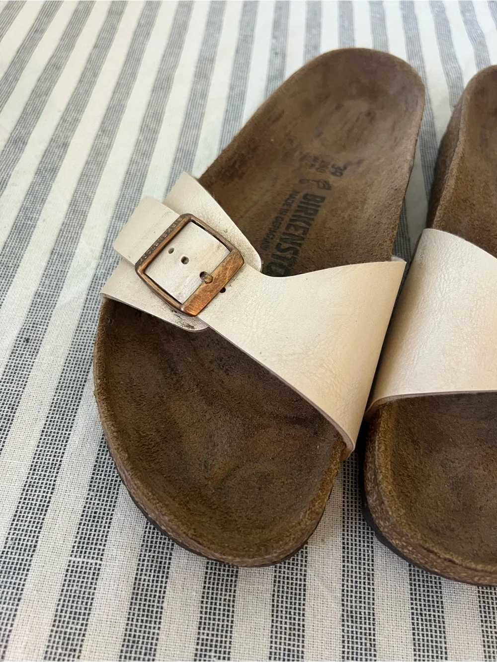 Birkenstock Madrid sandals in Graceful Pearl White